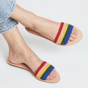 Loeffler Randall Stella Alpaca Rainbow Slides- Size 7.5